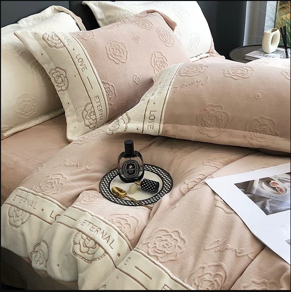 高档A类牛奶绒床上四件套 加厚保暖双面绒被套秋冬季珊瑚绒床笠款